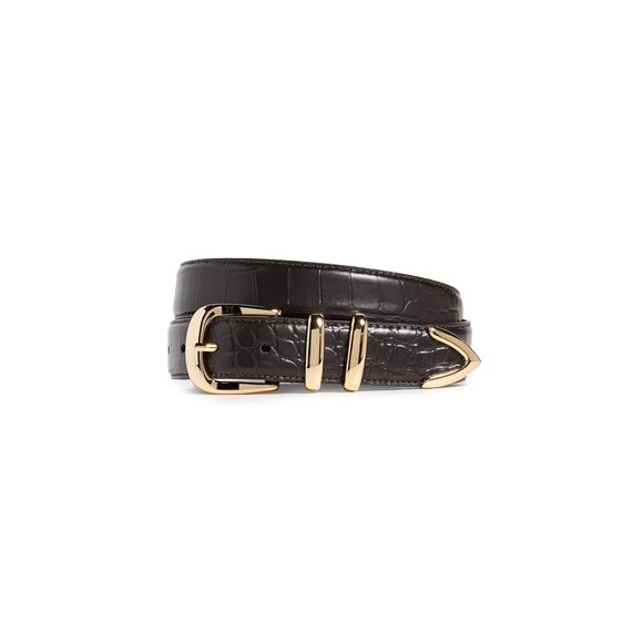 9677 Women's The Jordan Croc Embossed Belt Dk. Brown/gold L